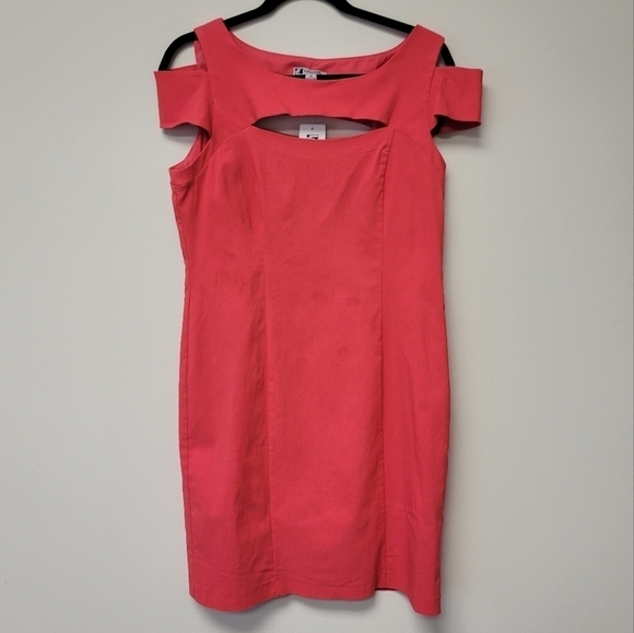 New Leslie Fay Bodycon Coral Dress 14 - Picture 1 of 7